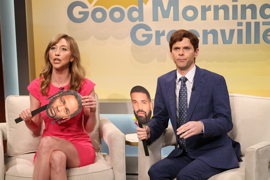 Heidi Gardner and Mikey Day during a sketch on snl episode 1862