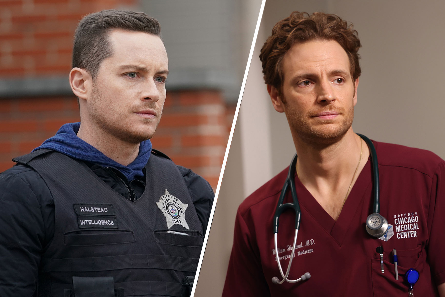 Left to right: Jesse Lee Soffer as Jay Halstead, Nick Gehlfuss as Will Halstead