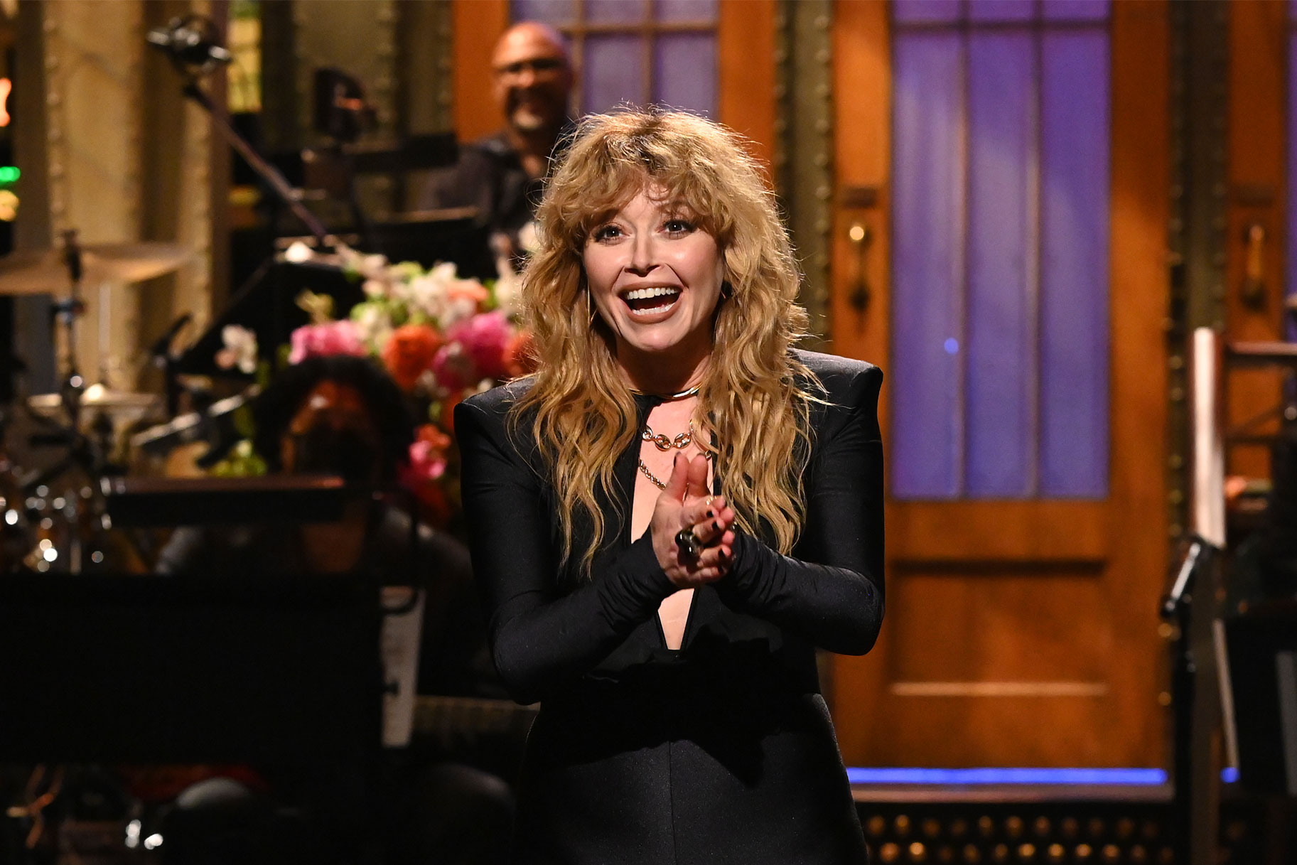 Natasha Lyonne during her opening monologue on the SNL stage