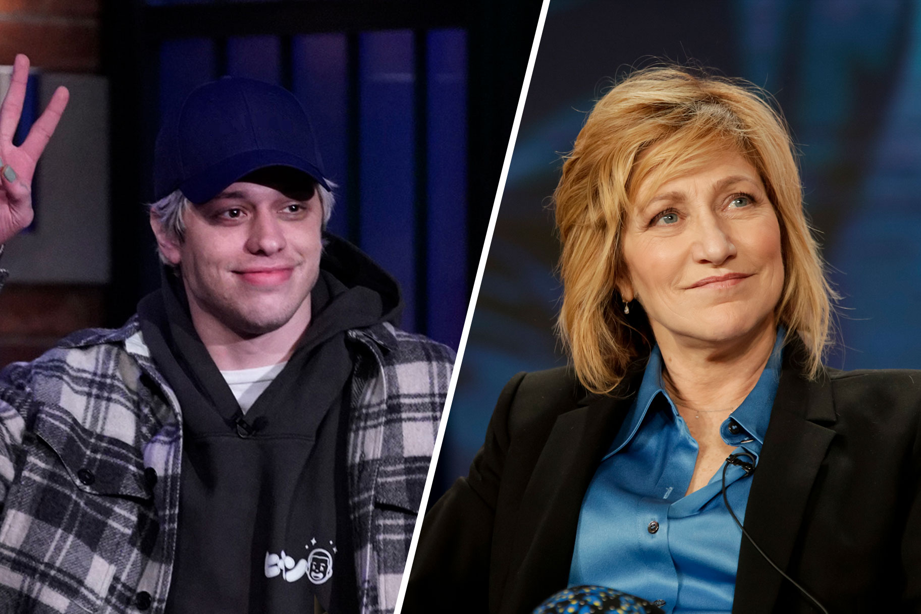 Left to right: Pete Davidson, Edie Falco