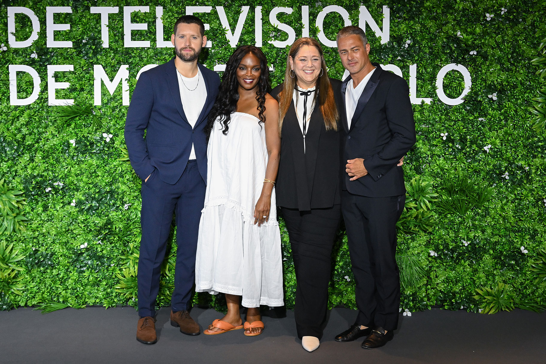 (L to R) Luke Kleintank, Marlyne Barrett, Camryn Manheim, and Taylor Kinney attend The "Chicago Med" Photocall