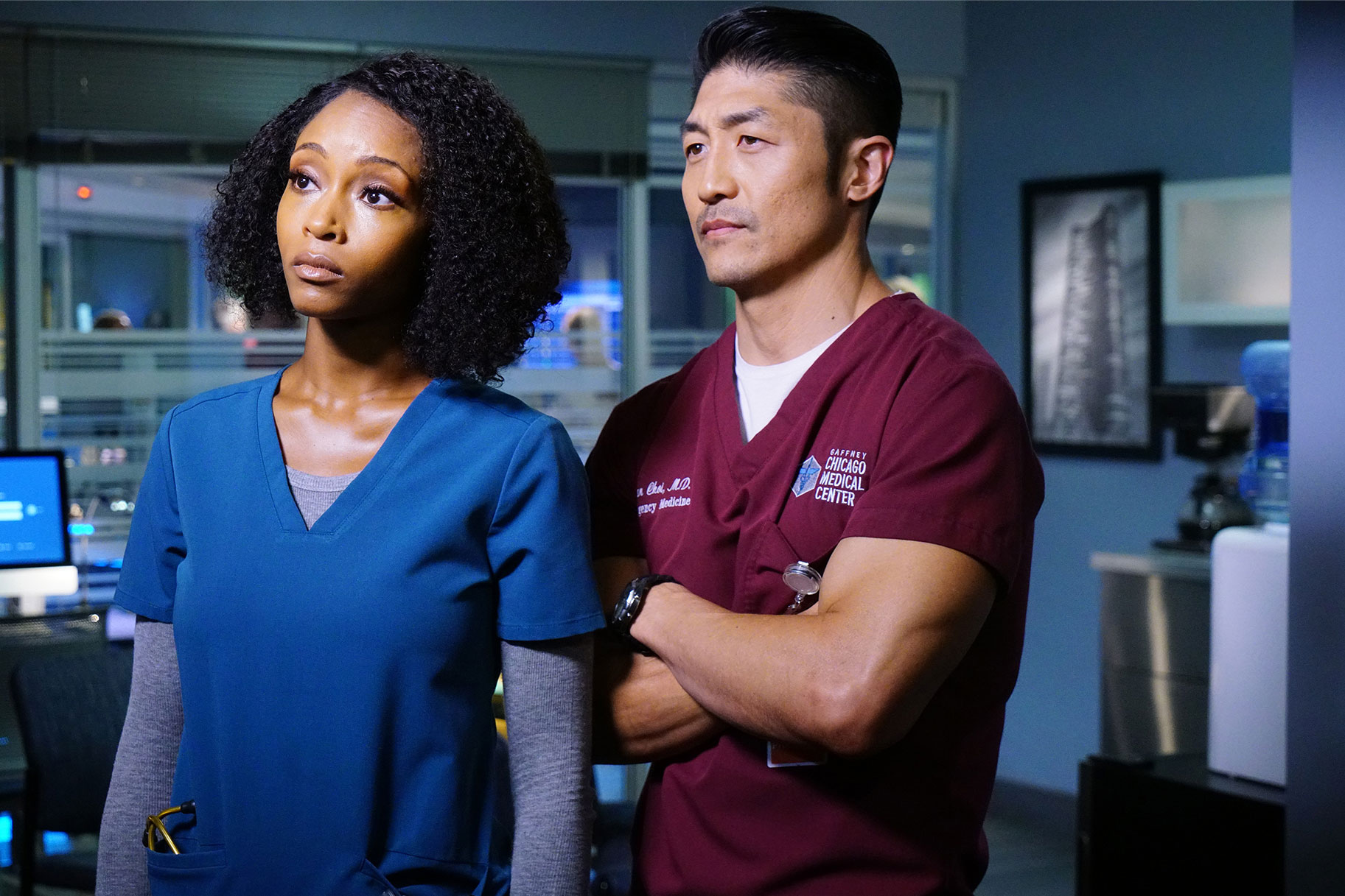 Yaya DaCosta and Ethan Choi in Chicago Med