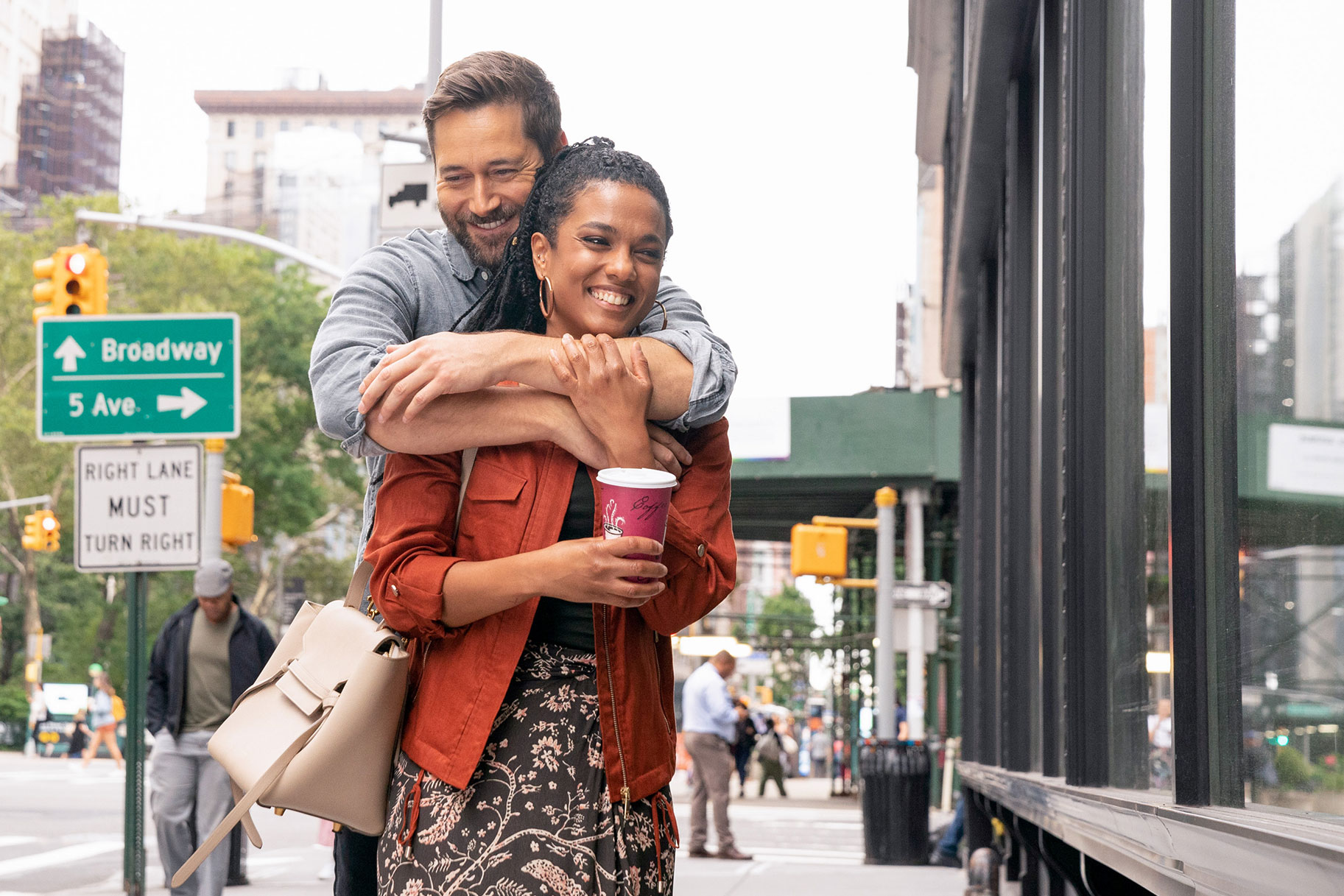 Ryan Eggold and Freema Agyeman together in New Amsterdam
