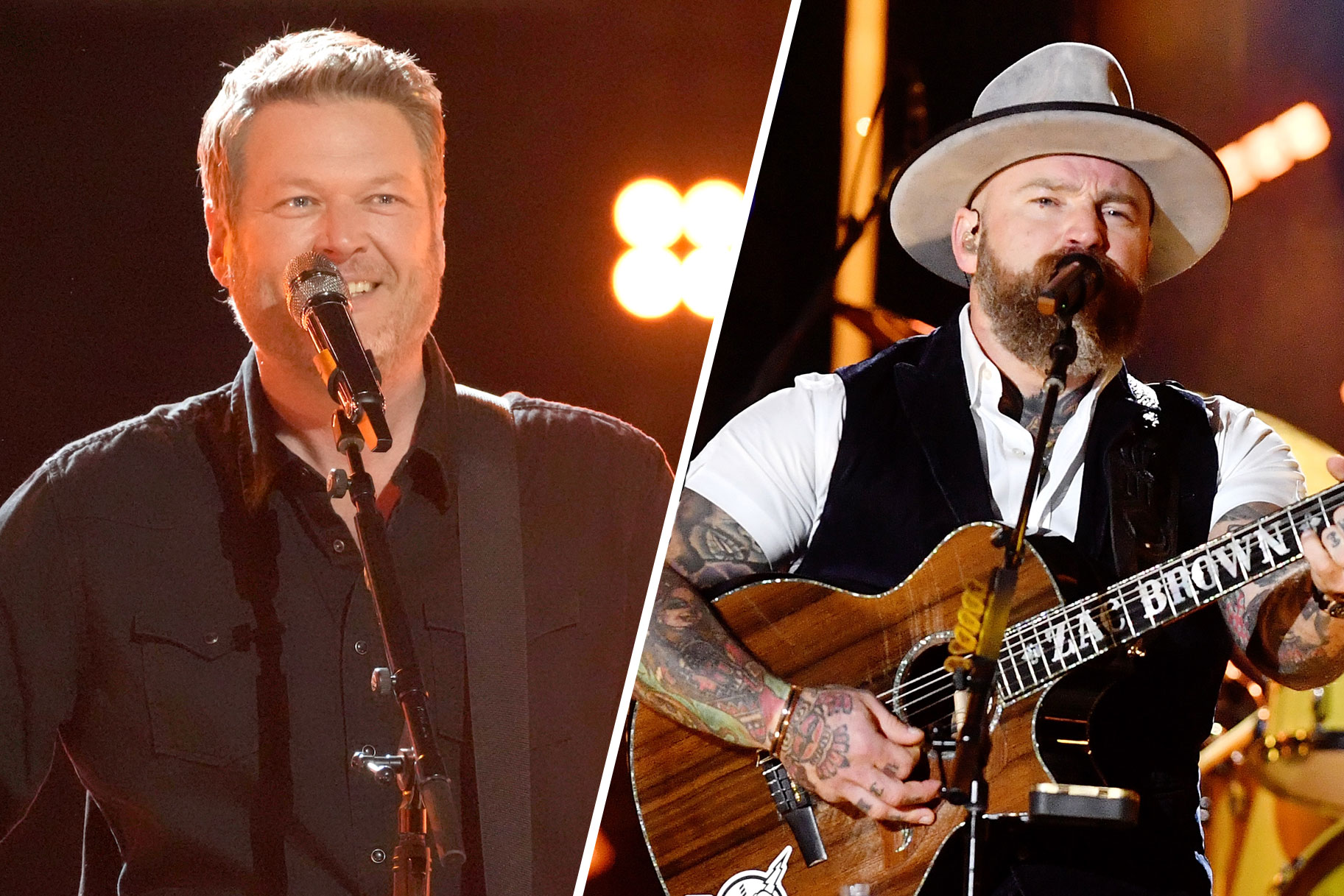 Blake Shelton performs with Zach Brown Band