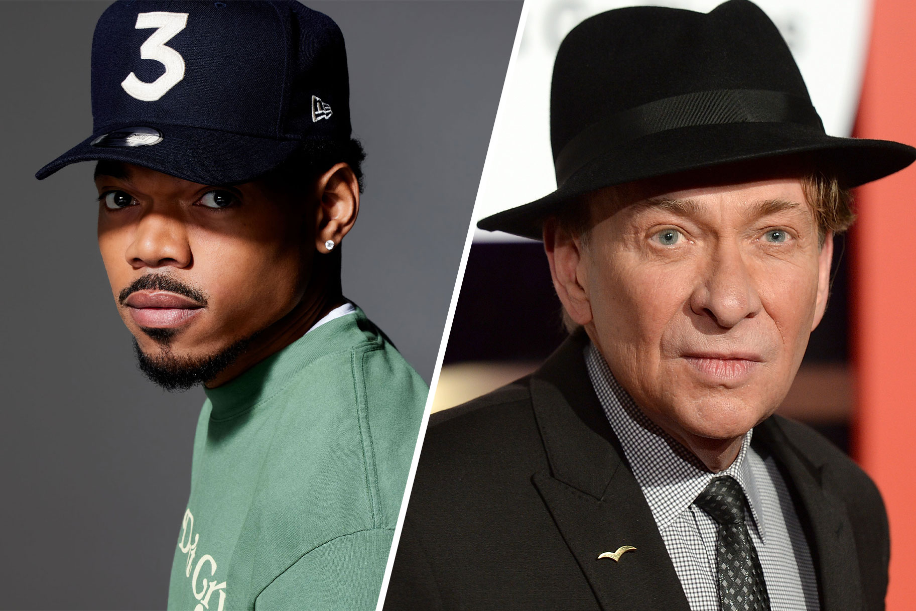 Split image of Chance The Rapper and Bobby Caldwell