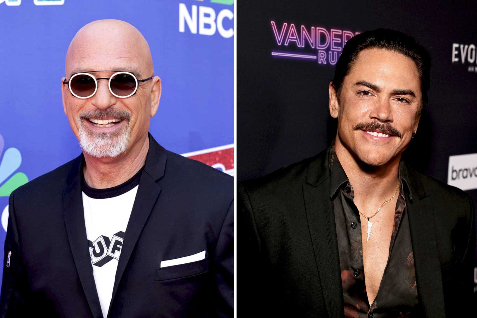 Left: Howie Mandel Season 18 of America's Got Talent; Right: Tom Sandoval at the Vanderpump Rules Season 10 premiere party.