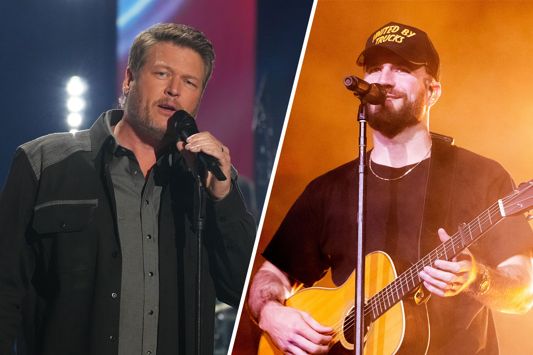 Split image of Blake Shelton and Sam Hunt