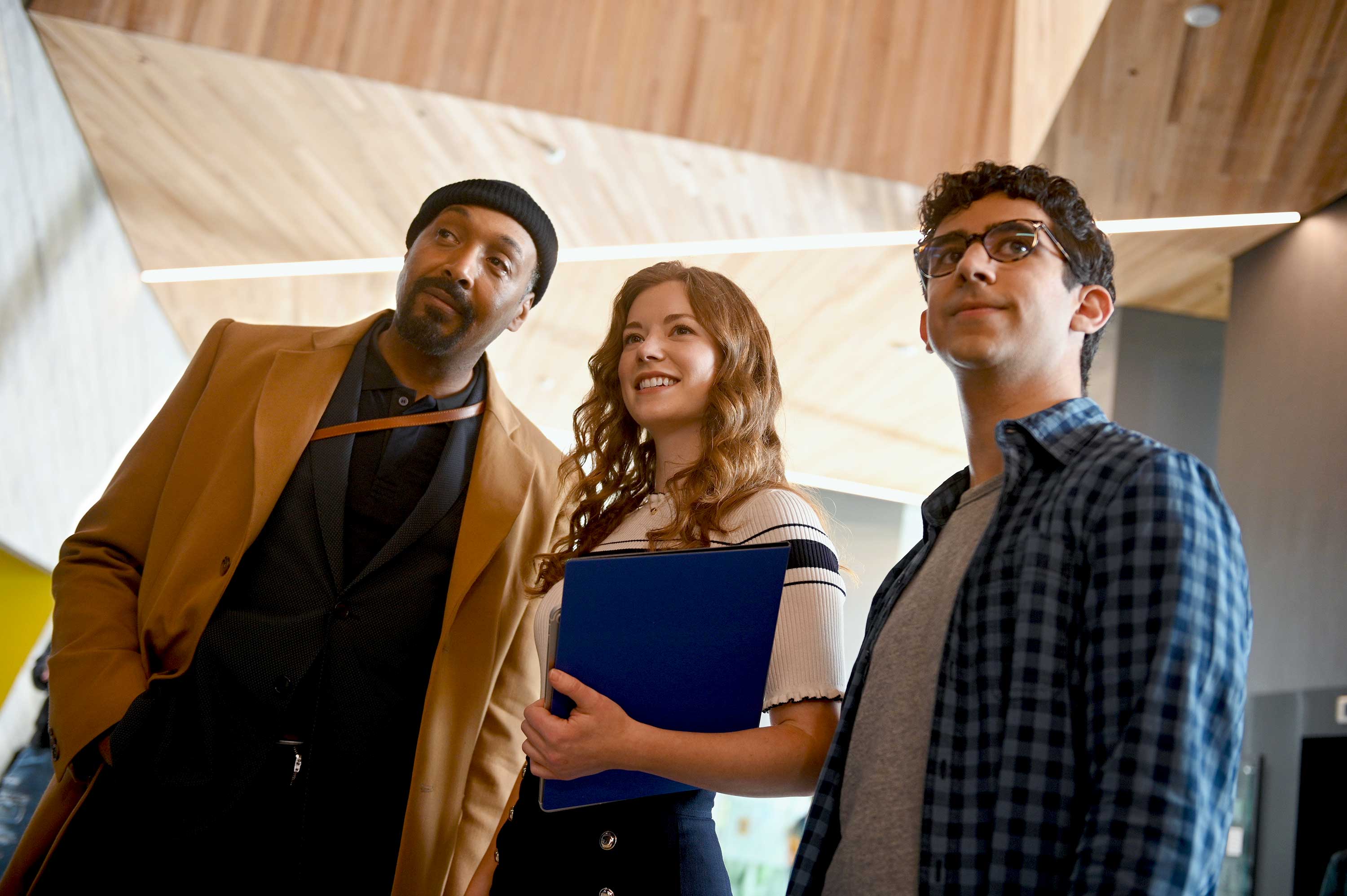 Alec Mercer (Jesse L. Martin), Phoebe (Molly Kunz), and Owen (Arash Demaxi) in a scene from The Irrational.