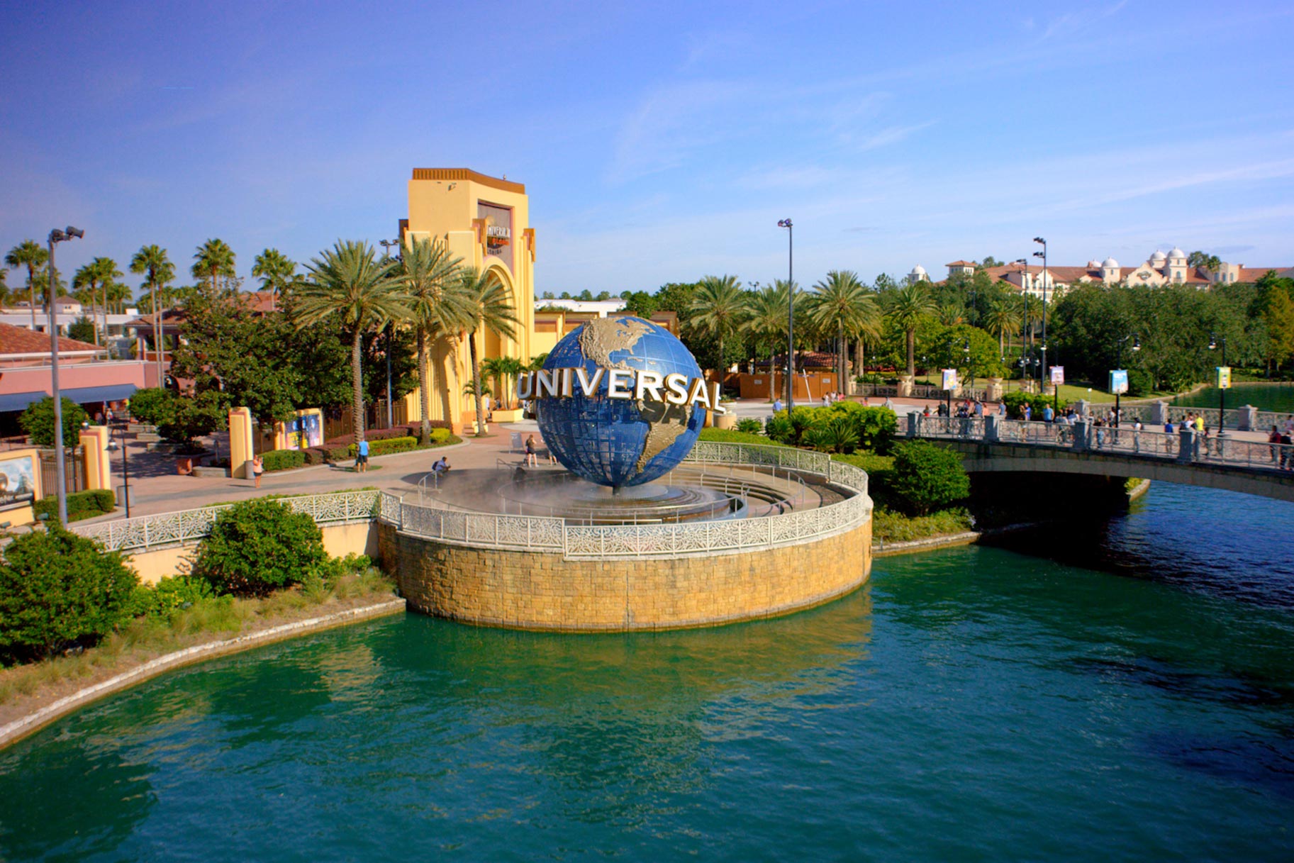 Universal Orlando Globe and bridge over water