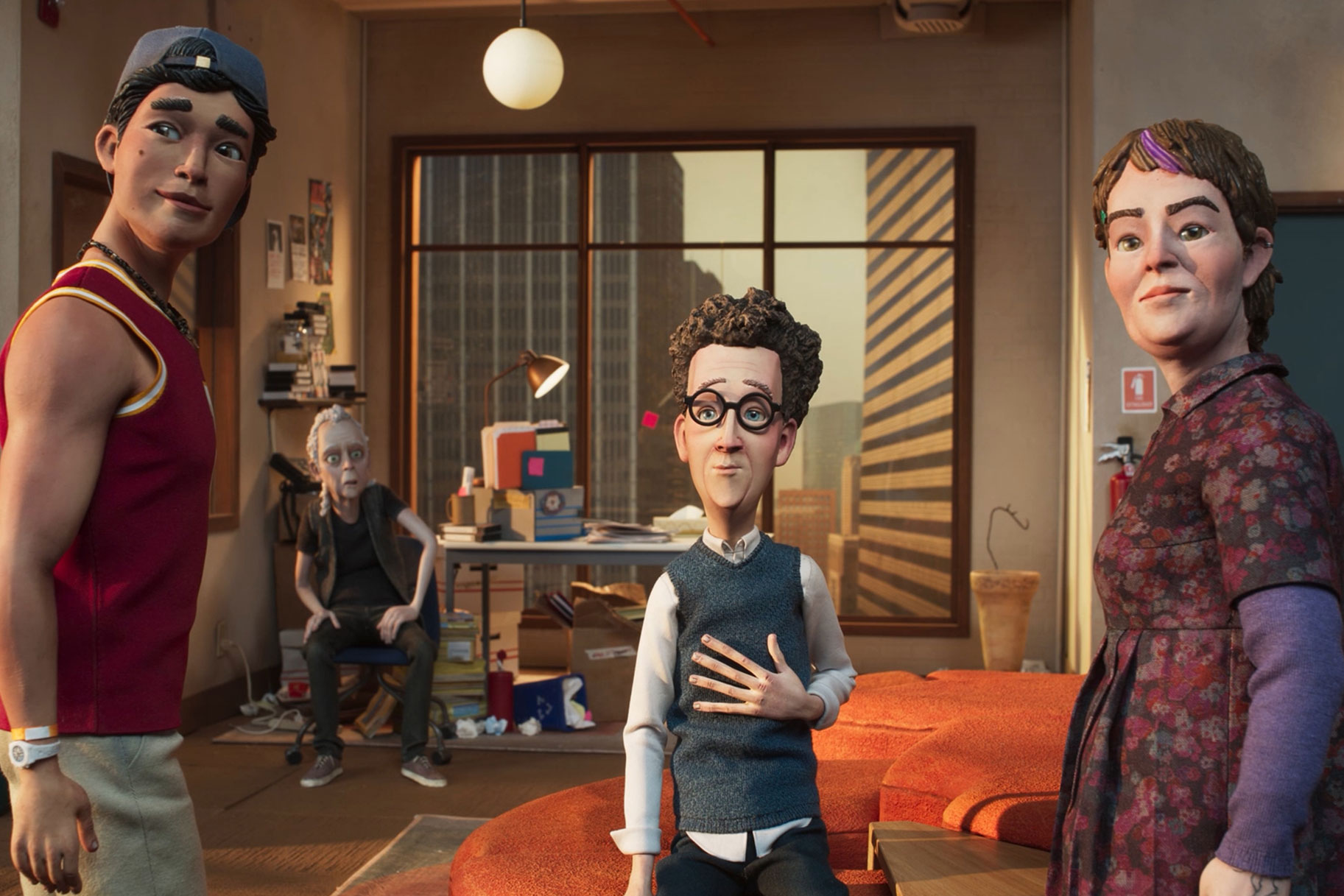 Chase (Voiced by Charlie Bushnell), Sandy (Voiced by Mike Judge), Lauren Caspian (Voiced by Zach Woods), and Fabian (Voiced by Caitlin Reilly appear in Season 1 Episode 5 of In The Know