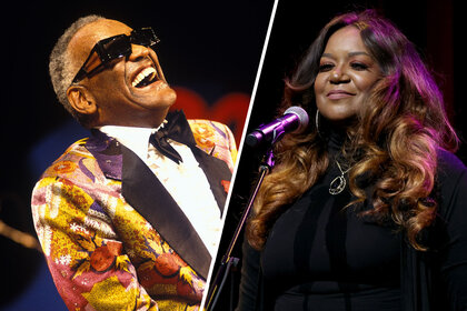 Split image of Wendy Moten and Ray Charles