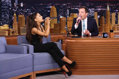 Ariana Grande performing on The Tonight Show.