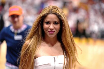 A photo of Shakira at a basketball game.