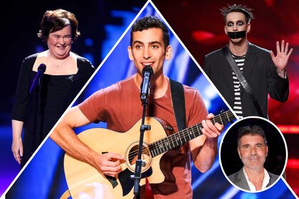 Images of Susan Boyle, Ben Lapidus, Tape Face and Simon Cowell from America's Got Talent.