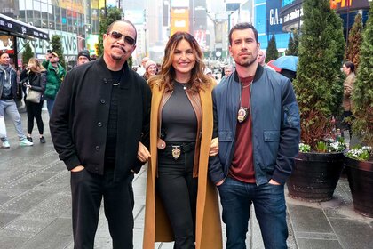 Ice T, Mariska Hargitay and Octavio Pisano on the set of Law & Order: Special Victims Unit.