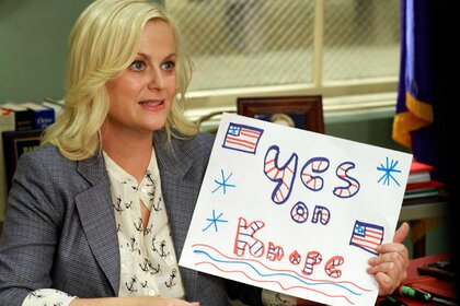 Leslie Knope appears in Parks and Recreation.