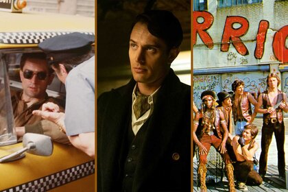 A split screen header featuring Taxi Driver (1976), Winston Scott from The Continental: From the World of John Wick, and The Warriors (1979).