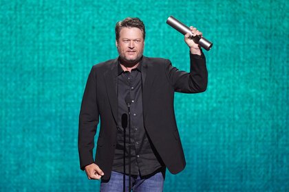 Blake Shelton accepts an award on stage during the Peoples Choice Country Awards 2