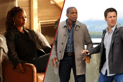 A split header of Gabi Mosely from Found and Shawn Spencer and Gus Guster from Psych.