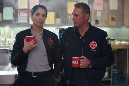 Stella Kidd and Kelly Severide on Chicago Fire Episode 1203