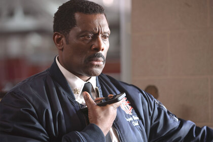 Chief Wallace Boden on the phone on Chicago Fire Episode 1203