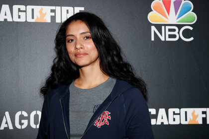 Miranda Rae Mayo poses for a photo during the 2019 press day for "Chicago Fire"