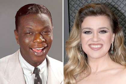 A split of Kelly Clarkson and Nat King Cole