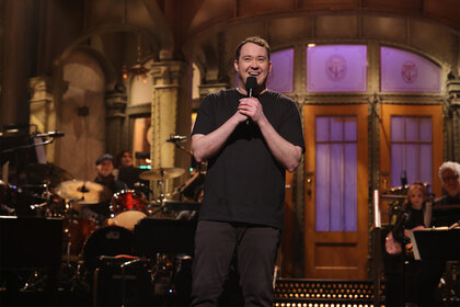 Shane Gillis on stage during his Monologue on Saturday Night Live Episode 1856