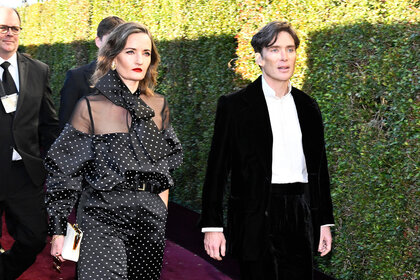 Yvonne McGuinness and Cillian Murphy arrive at the 81st Golden Globe Awards