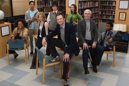 The Community Cast pose for a photo