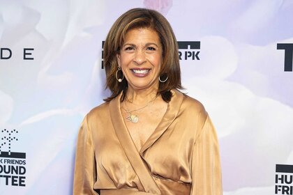 Hoda Kotb smiles in a gold dress as she attends the Hudson River Park Friends 8th Annual Playground Committee Luncheon