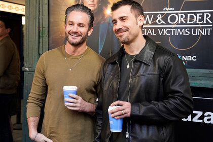 Kevin Kane and Octavio Pisano attend the Law & Order: Special Victims Unit Rockefeller Plaza Fan Event.