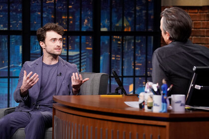 Daniel Radcliffe talks to host Seth Meyers, Episode 1509 on April 9, 2024.