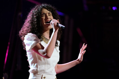 Hailey Mia performs on The Voice stage