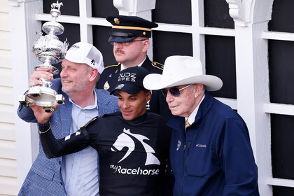Seize the Grey's ownership team celebrates during the Preakness 149