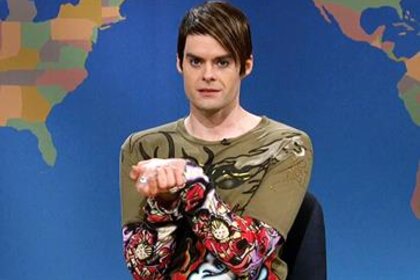 Stefon appears during the Weekend Update on Saturday Night Live.