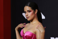 Camila Cabello in a pink dress and nails