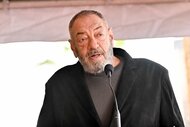 Dick Wolf presenting on stage during Ice-T's Hollywood Walk of Fame Ceremony.