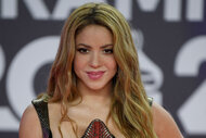 Shakira arrives at the 24th Annual Latin Grammy Awards ceremony