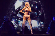 Christina Aguilera performs on stafe at her show in Law Vegas