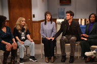 Jacob Elordi with the women of saturday night live during a sketch on Episode 1853