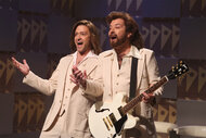 Justin Timberlake and Jimmy Fallon during a sketch on Saturday night live episode 1854