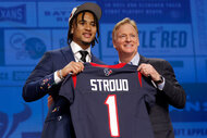 C.j. Stroud and Commissioner Roger Goodell during the 2023 nfl draft