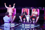 John Legend and Dan + Shay react to a performance during The Voice Episode 2502