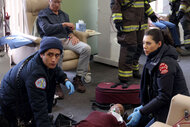 Jared Lennox (Wesam Keesh), and Violet Mikami (Hanako Greensmith) appear in Season 12 Episode 8 of Chicago Fire.