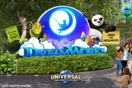 A rendering of the Dreamworks Land Marquee at Universal Orlando Resort