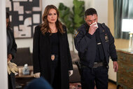 Captain Olivia Benson (Mariska Hargitay) and Officer Eddie Montero (Eddie Hargitay) appear in Season 25 Episode 7 of Law & Order: Special Victims Unit.