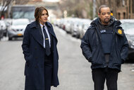 Captain Olivia Benson (Mariska Hargitay) and Sargeant Tutuola (Ice T) appear in Season 25 Episode 7 of Law & Order: Special Victims Unit.