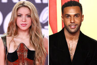A split of Shakira at the latin grammy awards and Lucien Laviscount at the 2024 Vanity Fair Oscar Party