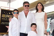 Simon Cowell, Lauren Silverman, Eric Cowell and Adam Silverman attend the ceremony honoring Simon Cowell with star on the Hollywood Walk of Fame